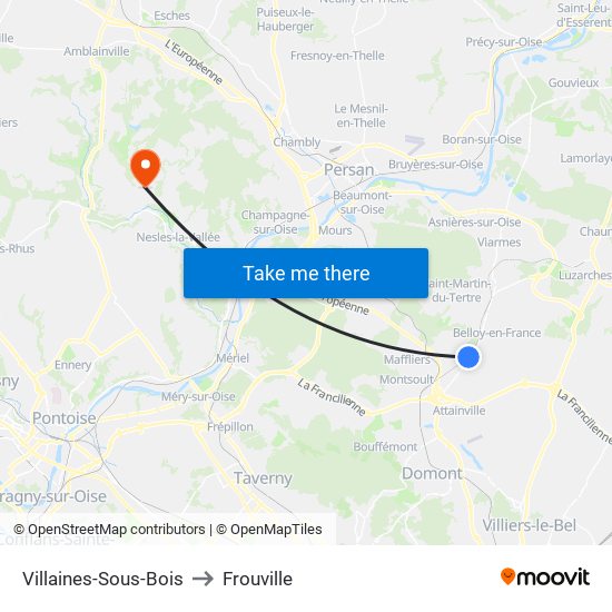Villaines-Sous-Bois to Frouville map