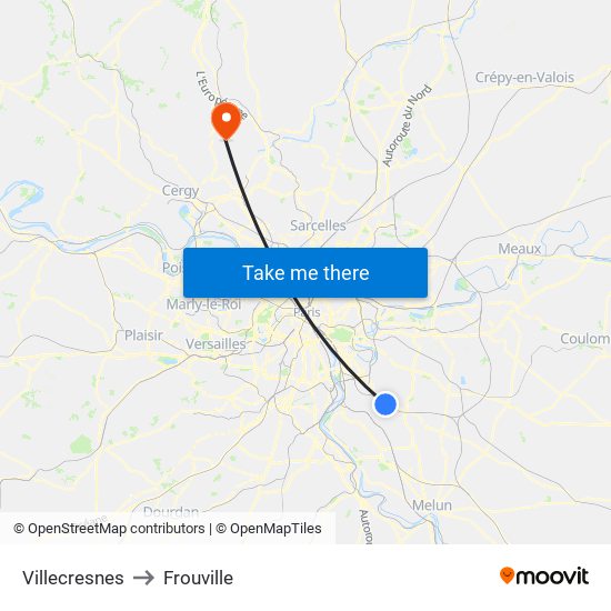 Villecresnes to Frouville map