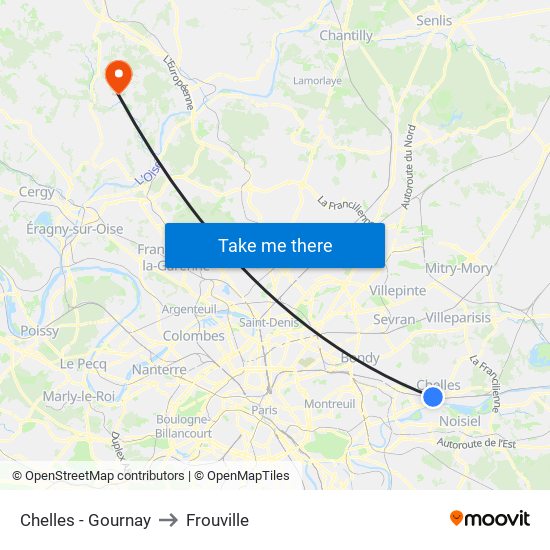 Chelles - Gournay to Frouville map