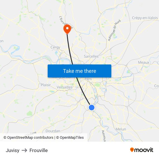 Juvisy to Frouville map