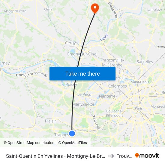 Saint-Quentin En Yvelines - Montigny-Le-Bretonneux to Frouville map