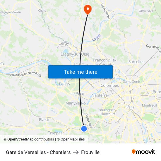 Gare de Versailles - Chantiers to Frouville map