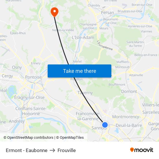 Ermont - Eaubonne to Frouville map