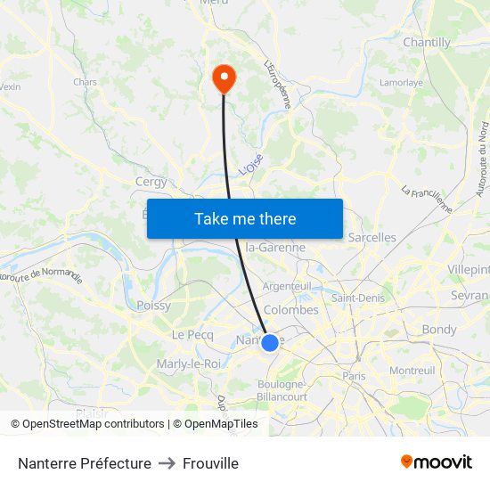 Nanterre Préfecture to Frouville map