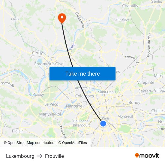 Luxembourg to Frouville map
