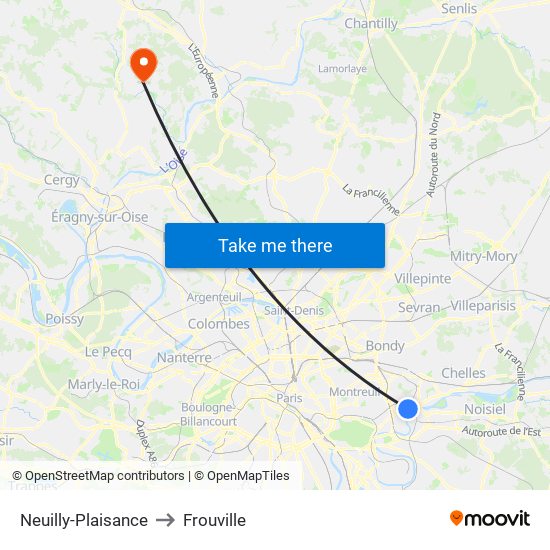 Neuilly-Plaisance to Frouville map