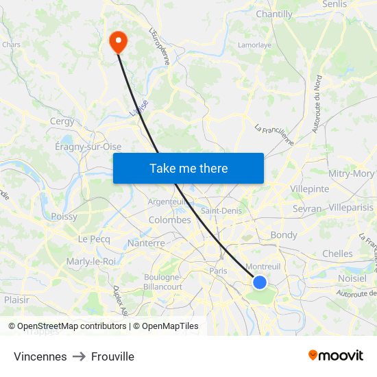 Vincennes to Frouville map
