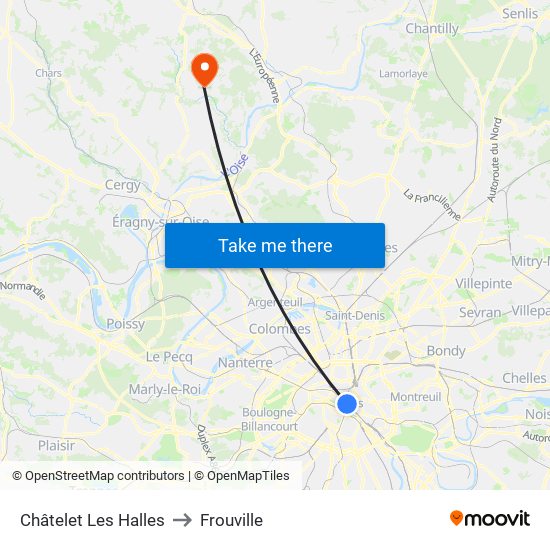 Châtelet Les Halles to Frouville map