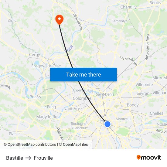 Bastille to Frouville map