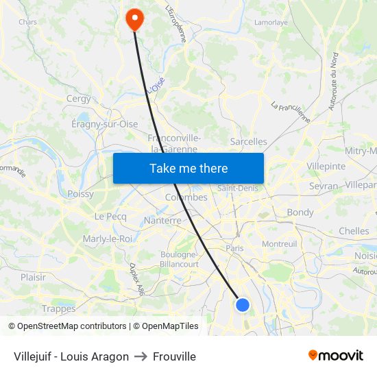 Villejuif - Louis Aragon to Frouville map