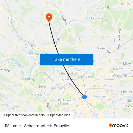 Réaumur - Sébastopol to Frouville map