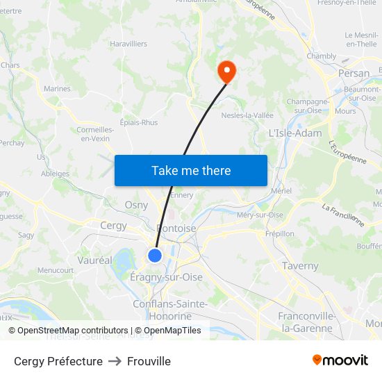 Cergy Préfecture to Frouville map