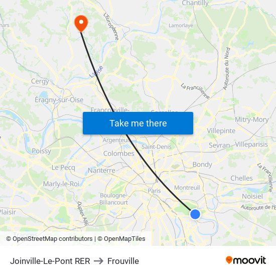 Joinville-Le-Pont RER to Frouville map