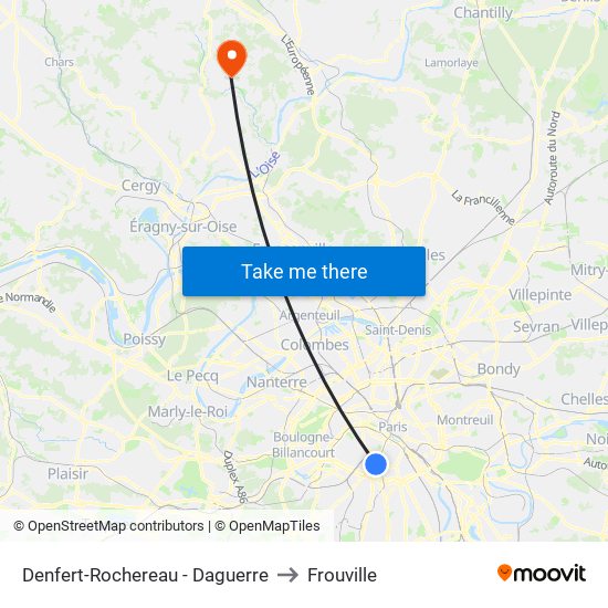 Denfert-Rochereau - Daguerre to Frouville map