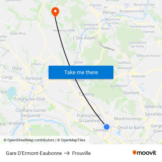 Gare D'Ermont-Eaubonne to Frouville map