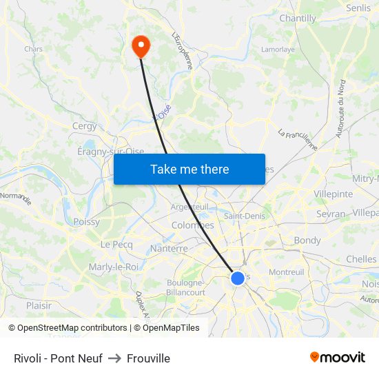 Rivoli - Pont Neuf to Frouville map