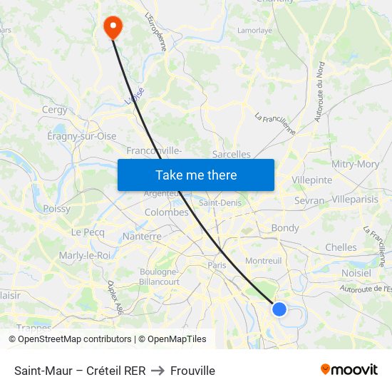 Saint-Maur – Créteil RER to Frouville map