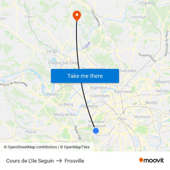 Cours de L'Ile Seguin to Frouville map