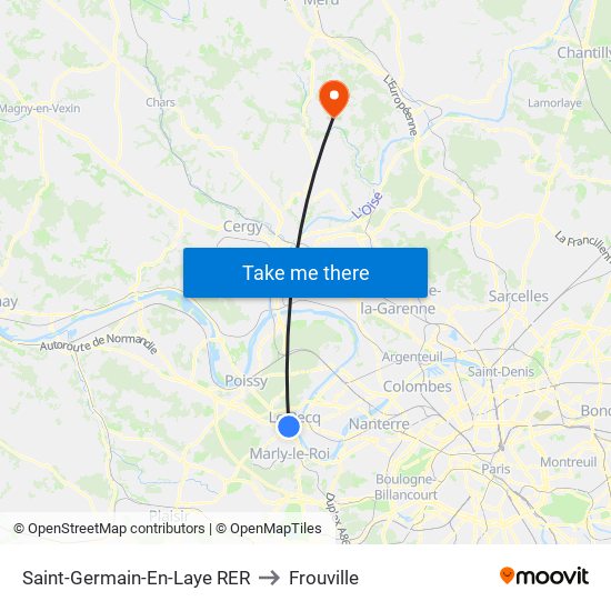 Saint-Germain-En-Laye RER to Frouville map
