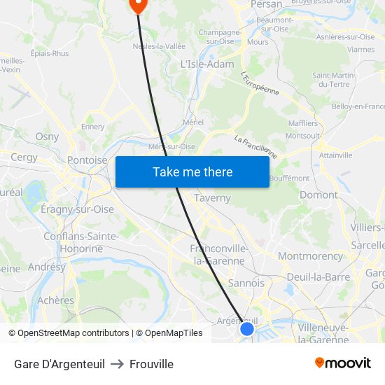 Gare D'Argenteuil to Frouville map