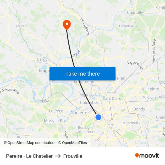 Pereire - Le Chatelier to Frouville map