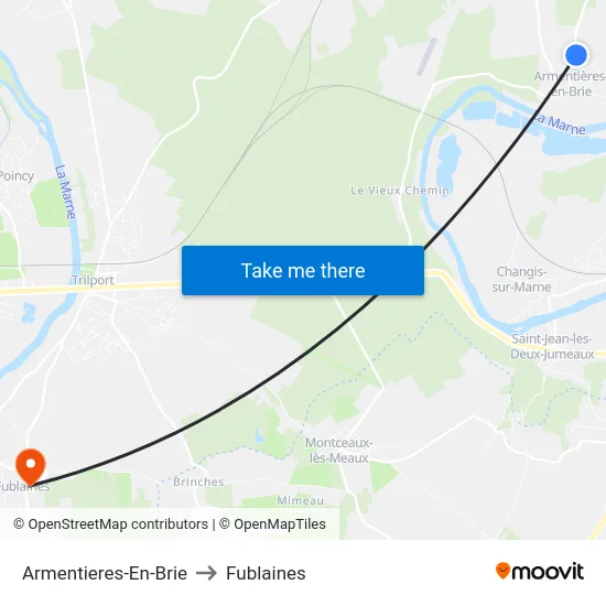 Armentieres-En-Brie to Fublaines map