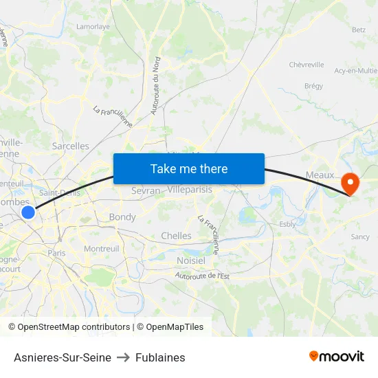 Asnieres-Sur-Seine to Fublaines map
