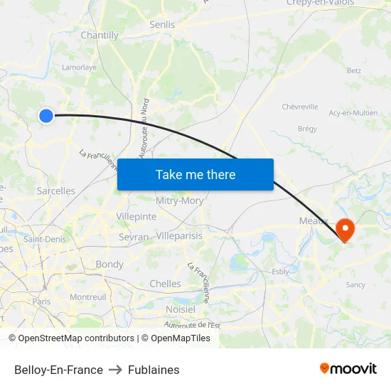 Belloy-En-France to Fublaines map