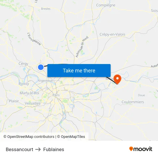 Bessancourt to Fublaines map