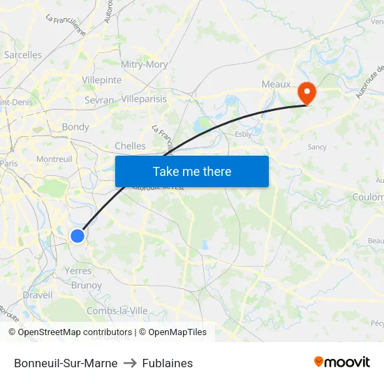 Bonneuil-Sur-Marne to Fublaines map