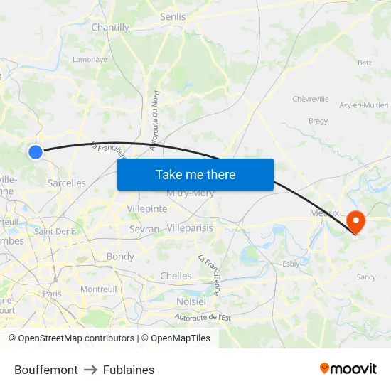 Bouffemont to Fublaines map