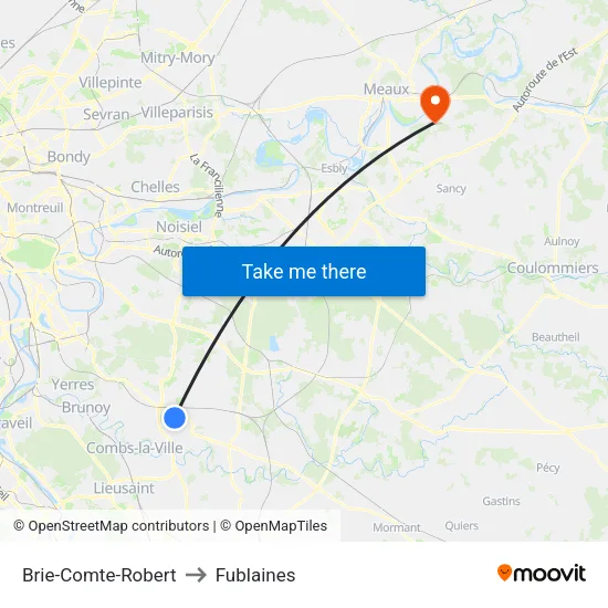 Brie-Comte-Robert to Fublaines map