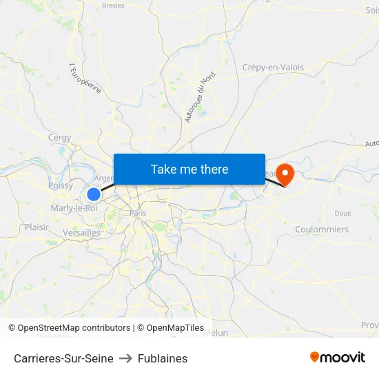 Carrieres-Sur-Seine to Fublaines map