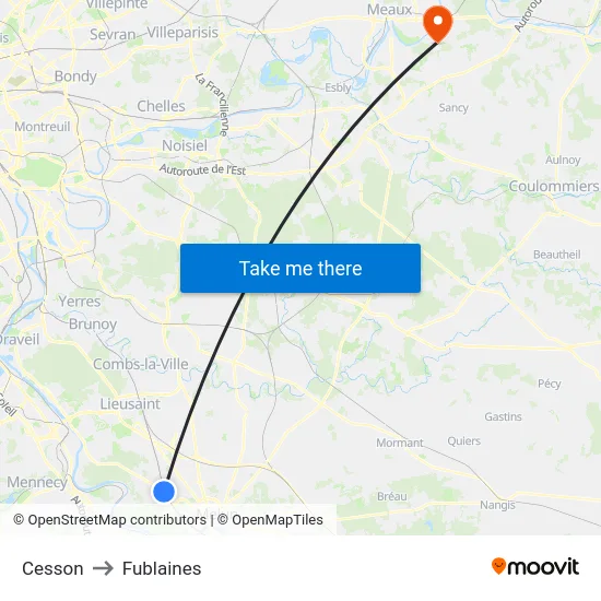 Cesson to Fublaines map