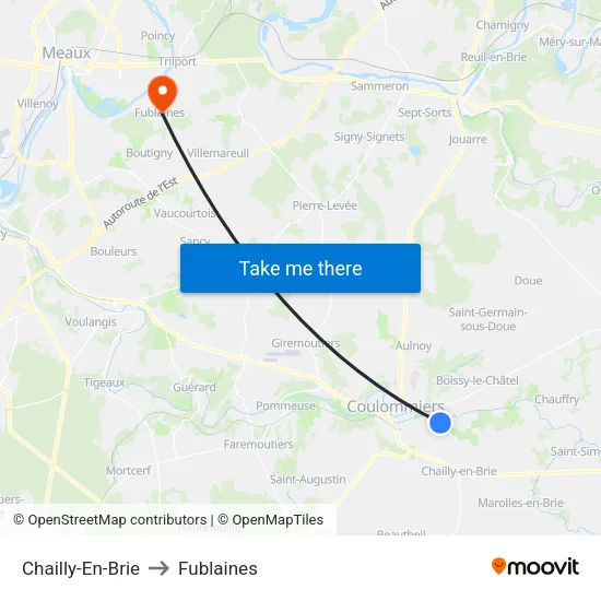 Chailly-En-Brie to Fublaines map