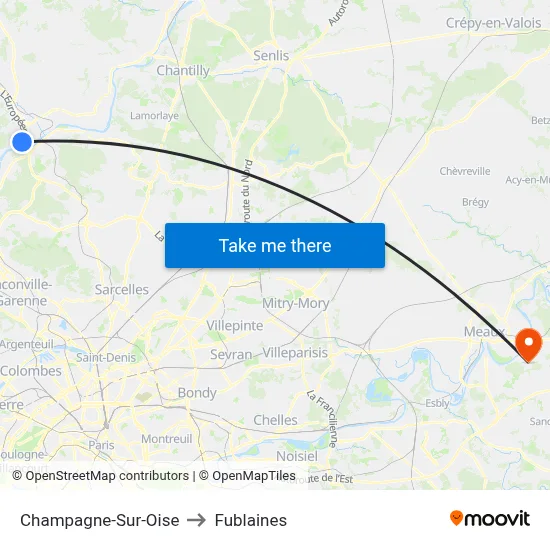 Champagne-Sur-Oise to Fublaines map