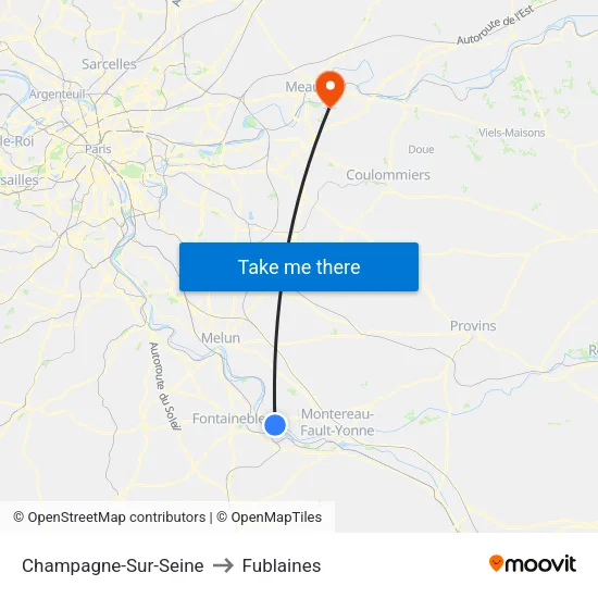 Champagne-Sur-Seine to Fublaines map