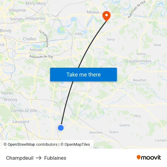 Champdeuil to Fublaines map