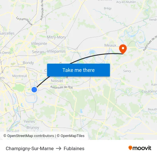 Champigny-Sur-Marne to Fublaines map