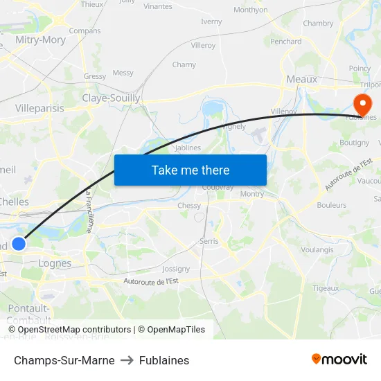 Champs-Sur-Marne to Fublaines map