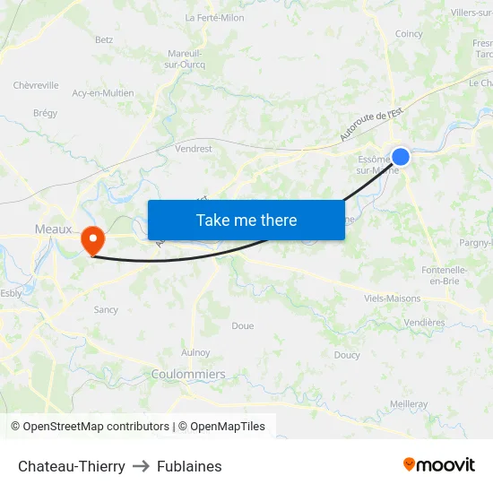 Chateau-Thierry to Fublaines map