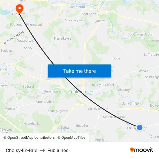 Choisy-En-Brie to Fublaines map
