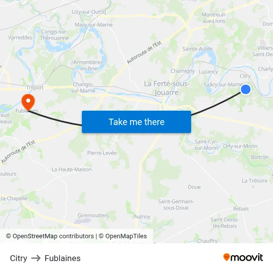 Citry to Fublaines map