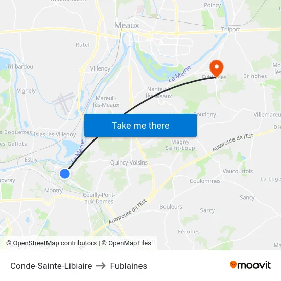 Conde-Sainte-Libiaire to Fublaines map