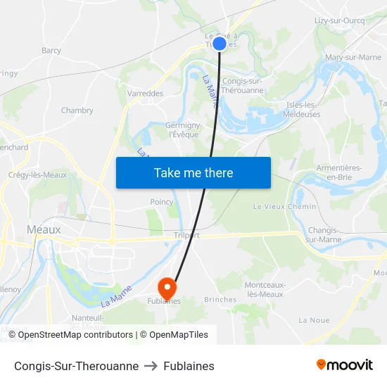 Congis-Sur-Therouanne to Fublaines map