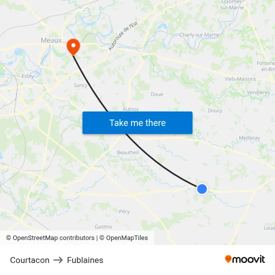 Courtacon to Fublaines map