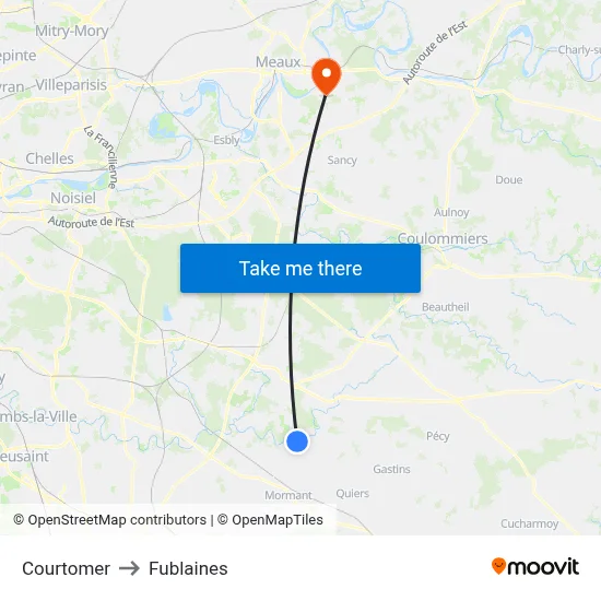 Courtomer to Fublaines map
