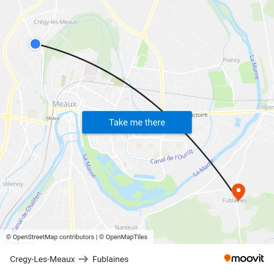 Cregy-Les-Meaux to Fublaines map