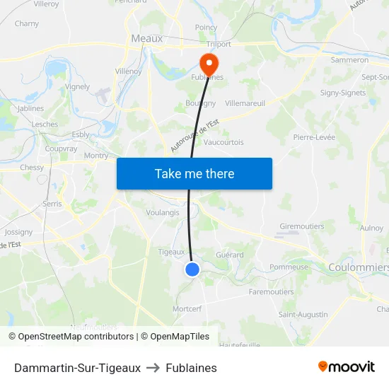 Dammartin-Sur-Tigeaux to Fublaines map