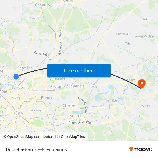 Deuil-La-Barre to Fublaines map